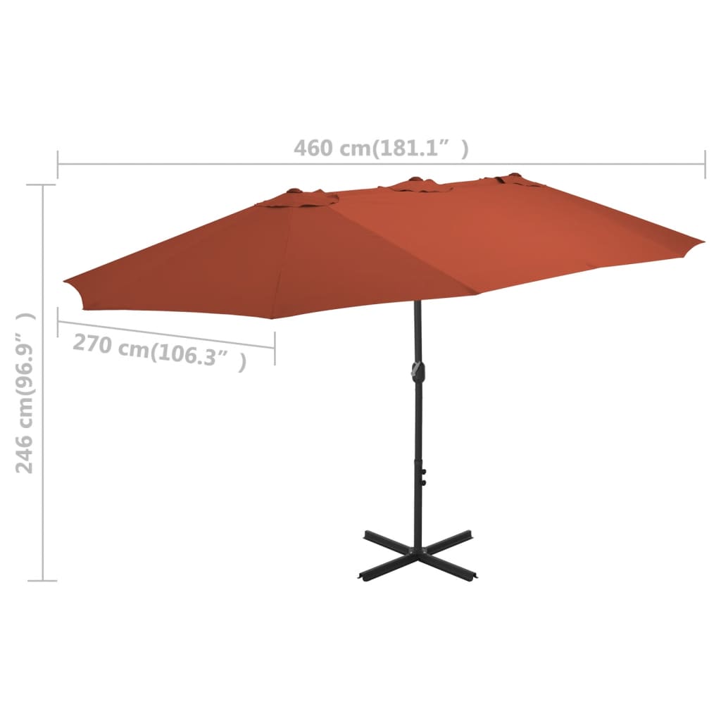 Ombrellone da Esterni Palo in Alluminio 460x270cm Terracotta 44872