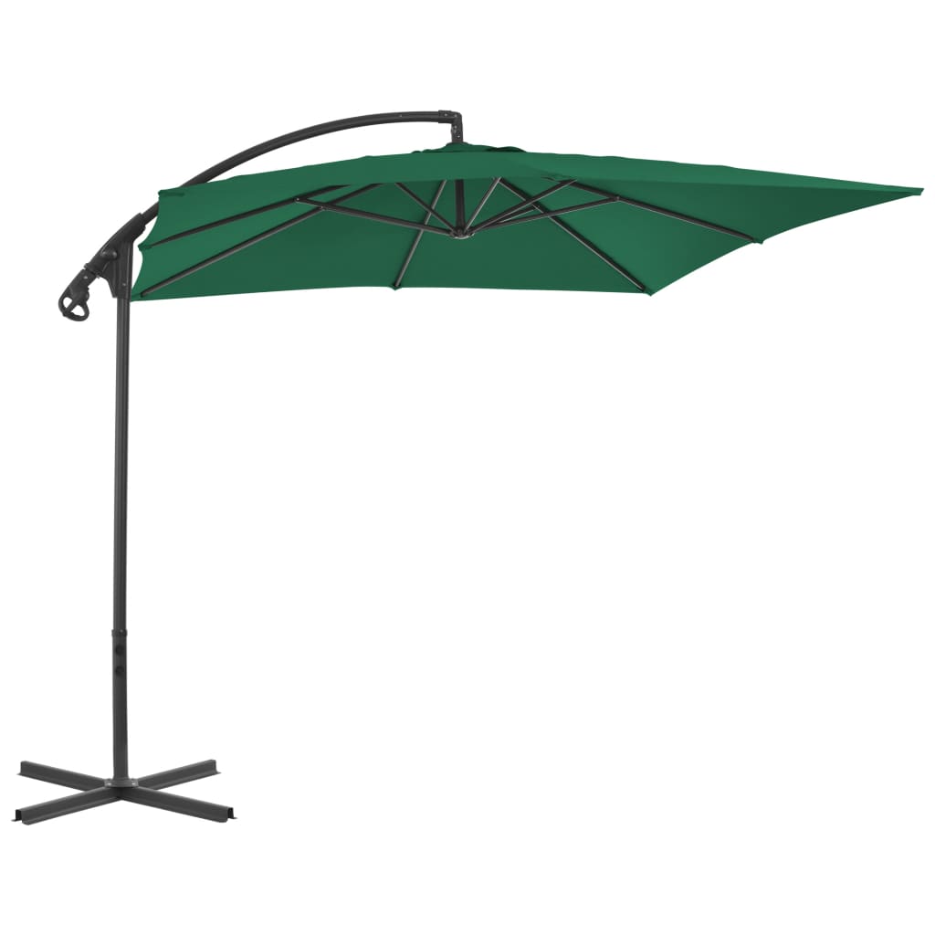 Ombrellone a Sbalzo con Palo in Acciaio 250x250 cm Verde 44877