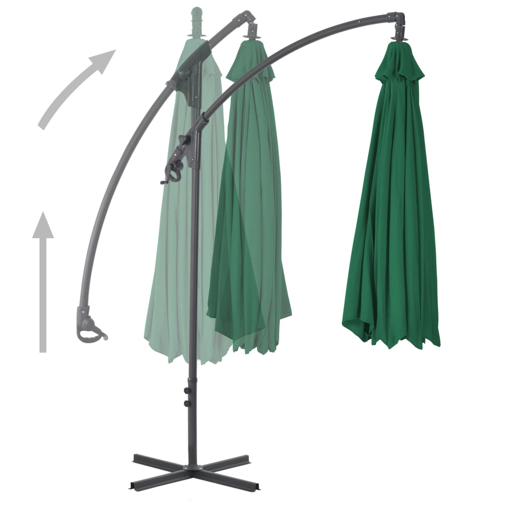 Ombrellone a Sbalzo con Palo in Acciaio 250x250 cm Verde 44877