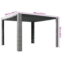 Gazebo con Tetto in Polyrattan 300x300x200cm Grigio e Crema