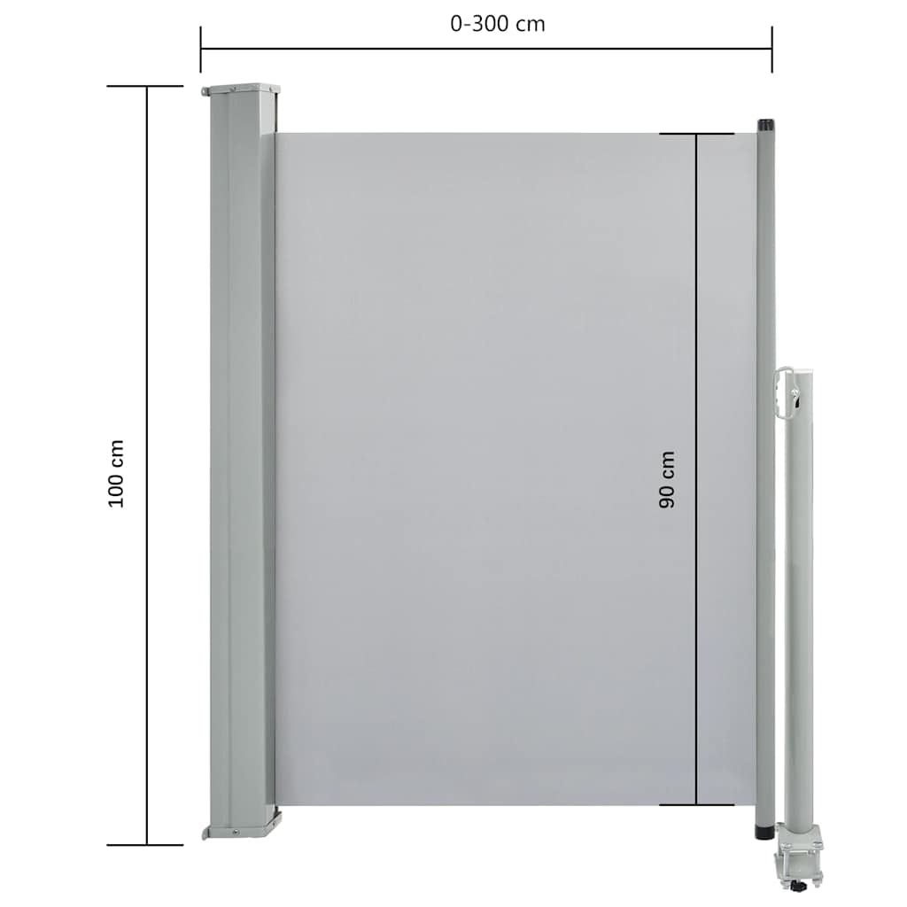 Tenda da Sole Laterale Retrattile 100 x 300 cm Grigia 45186