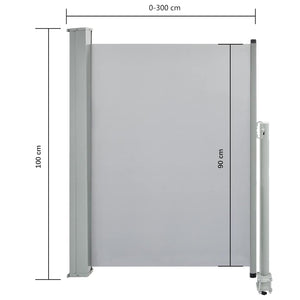 Tenda da Sole Laterale Retrattile 100 x 300 cm Grigia 45186