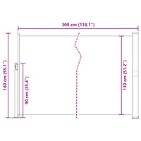 Tenda da Sole Laterale Retrattile 140 x 300 cm Nera 45353