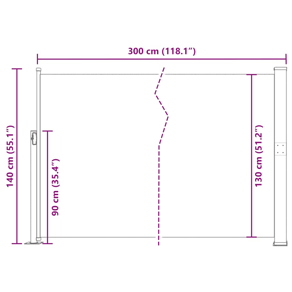 Tenda da Sole Laterale Retrattile 140 x 300 cm Rossa 45356