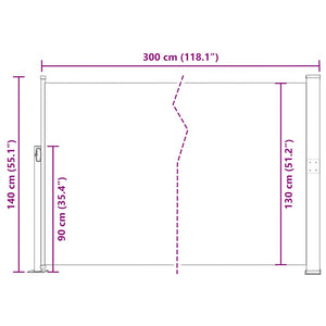 Tenda da Sole Laterale Retrattile 140 x 300 cm Rossa 45356