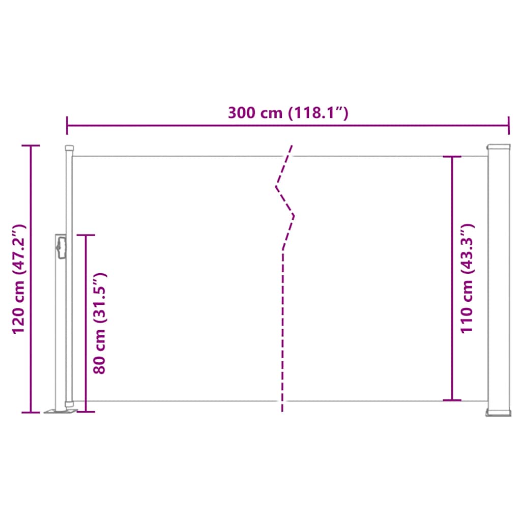 Tenda da Sole Laterale Retrattile 120 x 300 cm Blu 45361