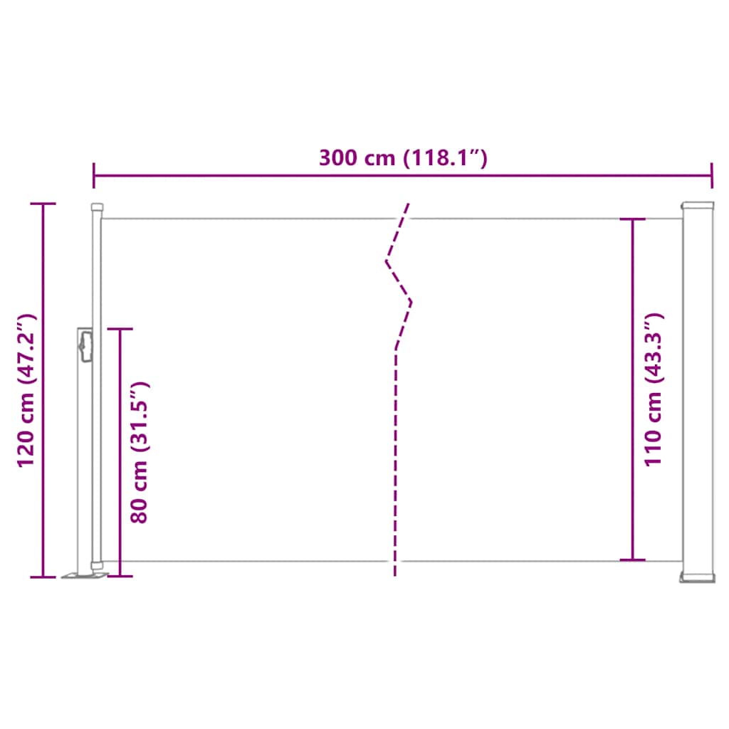 Tenda da Sole Laterale Retrattile 120 x 300 cm Rossa 45362