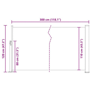Tenda da Sole Laterale Retrattile 120 x 300 cm Rossa 45362