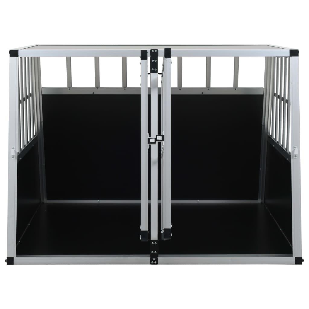 Gabbia per cani doppia porta 94 x 88 x 69 cm alluminio e MDF nero 02_0000064