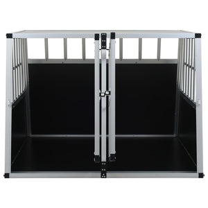 Gabbia per cani doppia porta 94 x 88 x 69 cm alluminio e MDF nero 02_0000064
