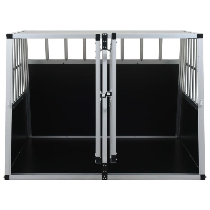 Gabbia per cani doppia porta 94 x 88 x 69 cm alluminio e MDF nero 02_0000064