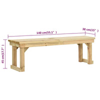 Panchina da Giardino 140 cm in Legno di Pino Impregnato cod mxl 52957