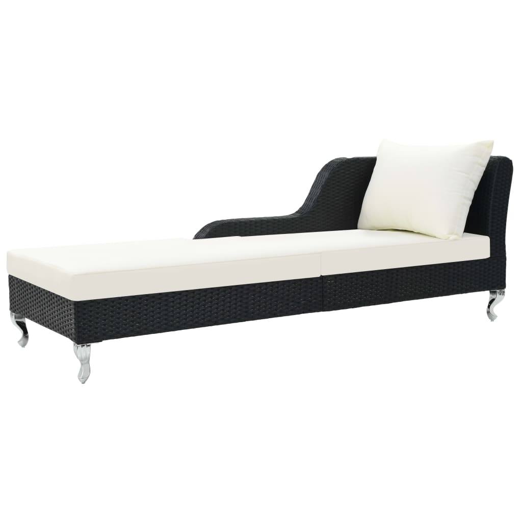 Lettino Prendisole con Cuscino in Polyrattan Nero cod mxl 23060