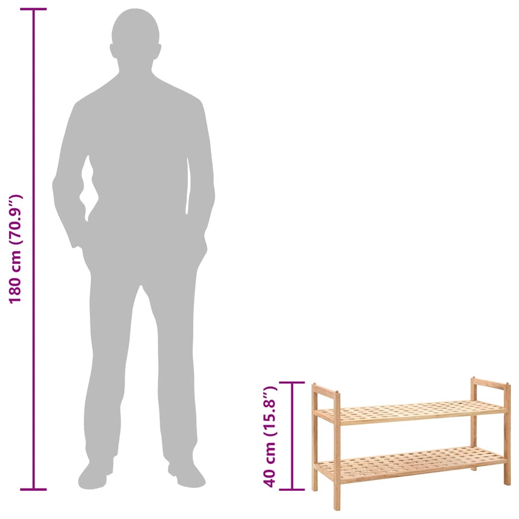 Scarpiera in Legno Massello di Noce 69x26x40 cm 247102