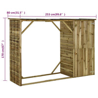 Capanno per Attrezzi e Legna Giardino in Pino 253x80x170cm 45137