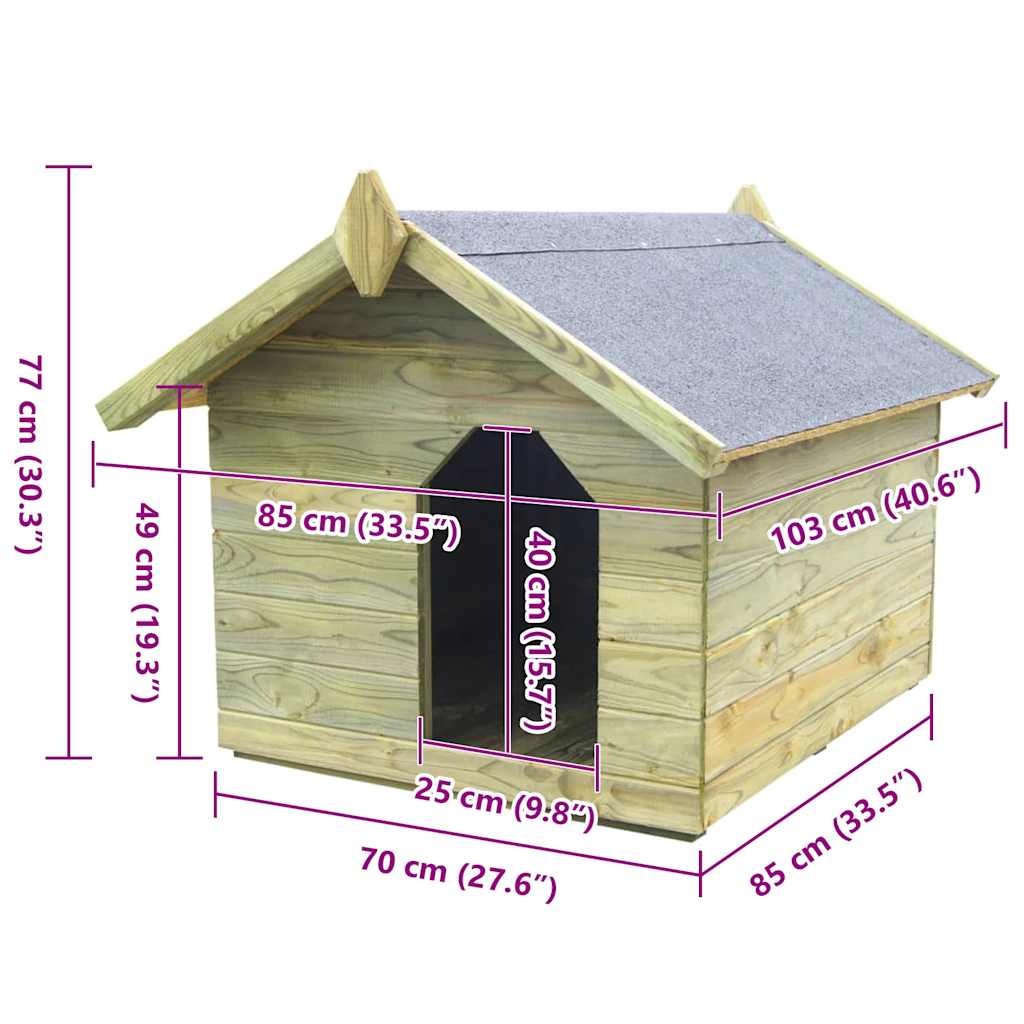 Cuccia per Cane da Esterno con Tetto Apribile Pino Impregnato 45150