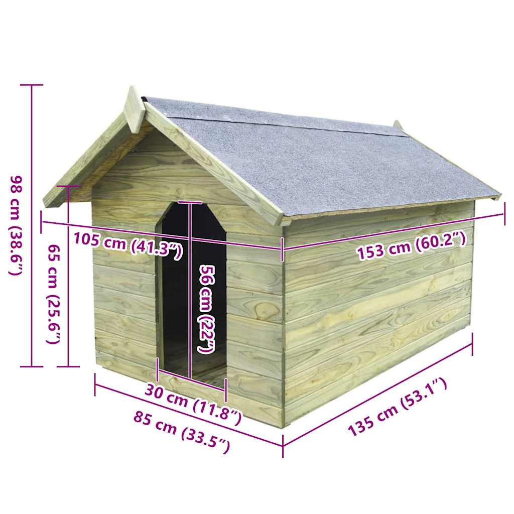 Cuccia per Cane da Esterno con Tetto Apribile Pino Impregnato 45152