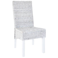 Sedie da Pranzo 4 pz Bianco in Rattan Kubu e Mango 275465