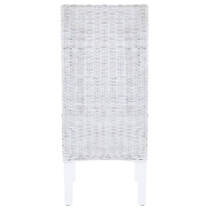 Sedie da Pranzo 4 pz Bianco in Rattan Kubu e Mango 275465