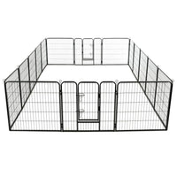 Box per Cani con 16 Pannelli in Acciaio 80x80 cm Nero 275491
