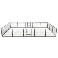 Box per Cani con 16 Pannelli in Acciaio 60x80 cm Nero  cod mxl 48725