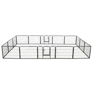 Box per Cani con 16 Pannelli in Acciaio 60x80 cm Nero  cod mxl 48725