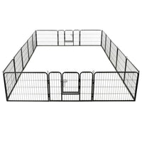 Box per Cani con 16 Pannelli in Acciaio 60x80 cm Nero  cod mxl 48725