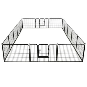 Box per Cani con 16 Pannelli in Acciaio 60x80 cm Nero  cod mxl 48725