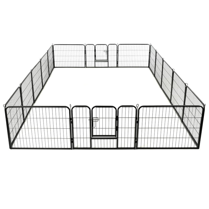 Box per Cani con 16 Pannelli in Acciaio 60x80 cm Nero  cod mxl 48725