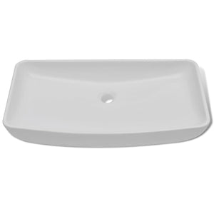 Lavello Bagno con Miscelatore in Ceramica Rettangolare Bianco 275493
