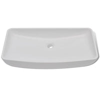 Lavabo rettangolare in ceramica e miscelatore 71 x 38 cm bianco 02_0002839