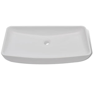 Lavabo rettangolare in ceramica e miscelatore 71 x 38 cm bianco 02_0002839