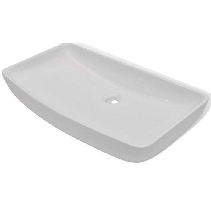 Lavello Bagno con Miscelatore in Ceramica Rettangolare Bianco 275493