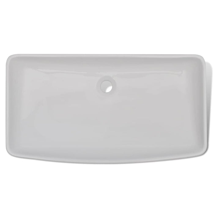 Lavello Bagno con Miscelatore in Ceramica Rettangolare Bianco 275493