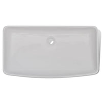 Lavabo rettangolare in ceramica e miscelatore 71 x 38 cm bianco 02_0002839