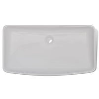 Lavello Bagno con Miscelatore-Lavandino-Lavabo in Ceramica Rettangolare Bianco