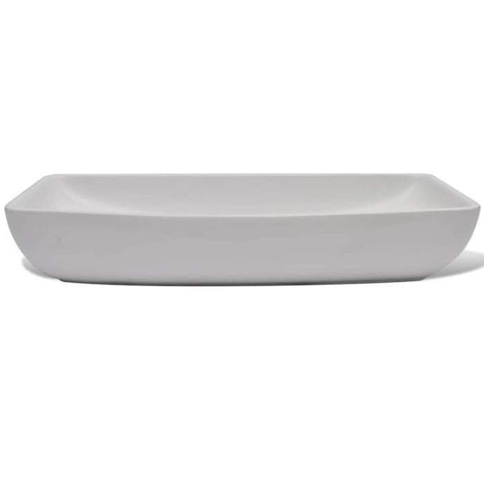 Lavabo rettangolare in ceramica e miscelatore 71 x 38 cm bianco 02_0002839