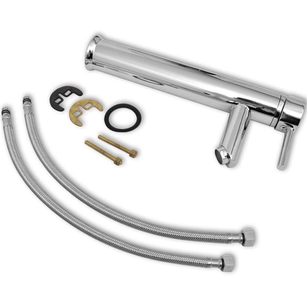 Lavabo rettangolare in ceramica e miscelatore 71 x 38 cm bianco 02_0002839