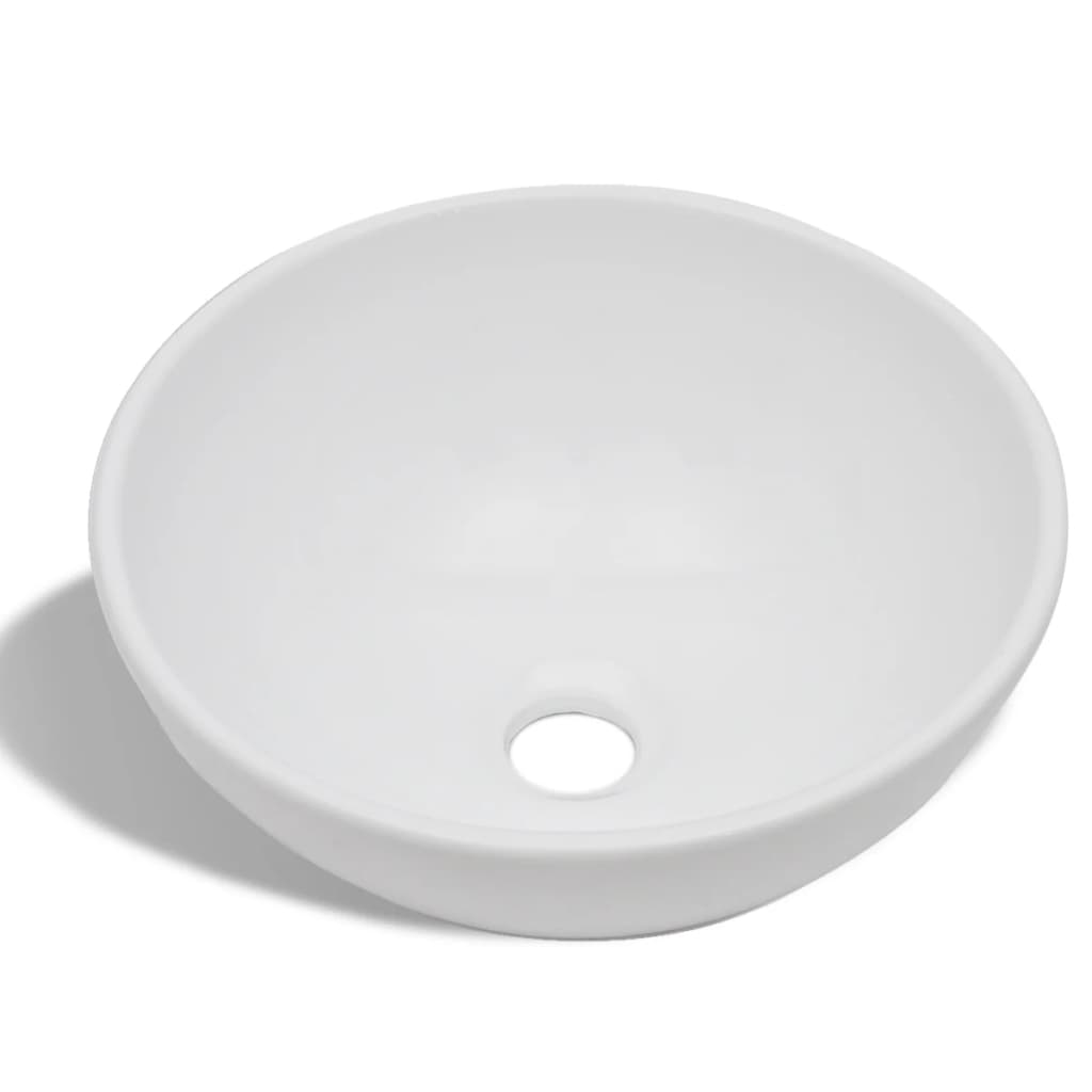 Lavello Bagno con Miscelatore in Ceramica Rotondo Bianco cod mxl 54156