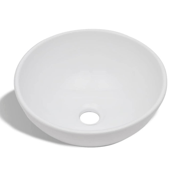 Lavandino da bagno diametro 325 cm con miscelatore tondo in ceramica bianco 02_0002840