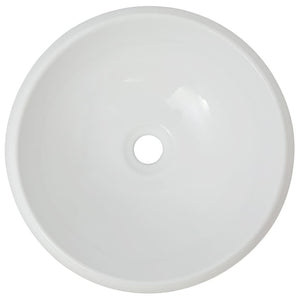 Lavello Bagno con Miscelatore-Lavandino-Lavabo in Ceramica Rotondo Bianco