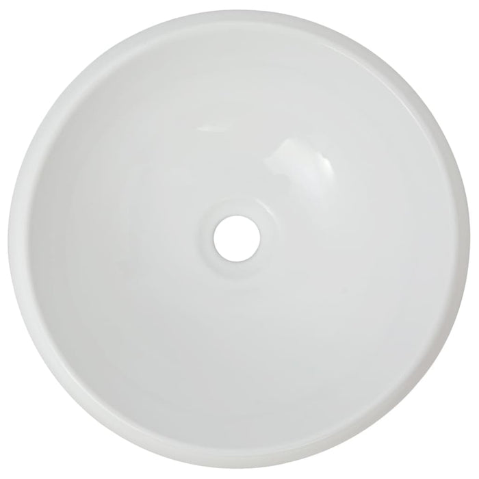 Lavello Bagno con Miscelatore-Lavandino-Lavabo in Ceramica Rotondo Bianco