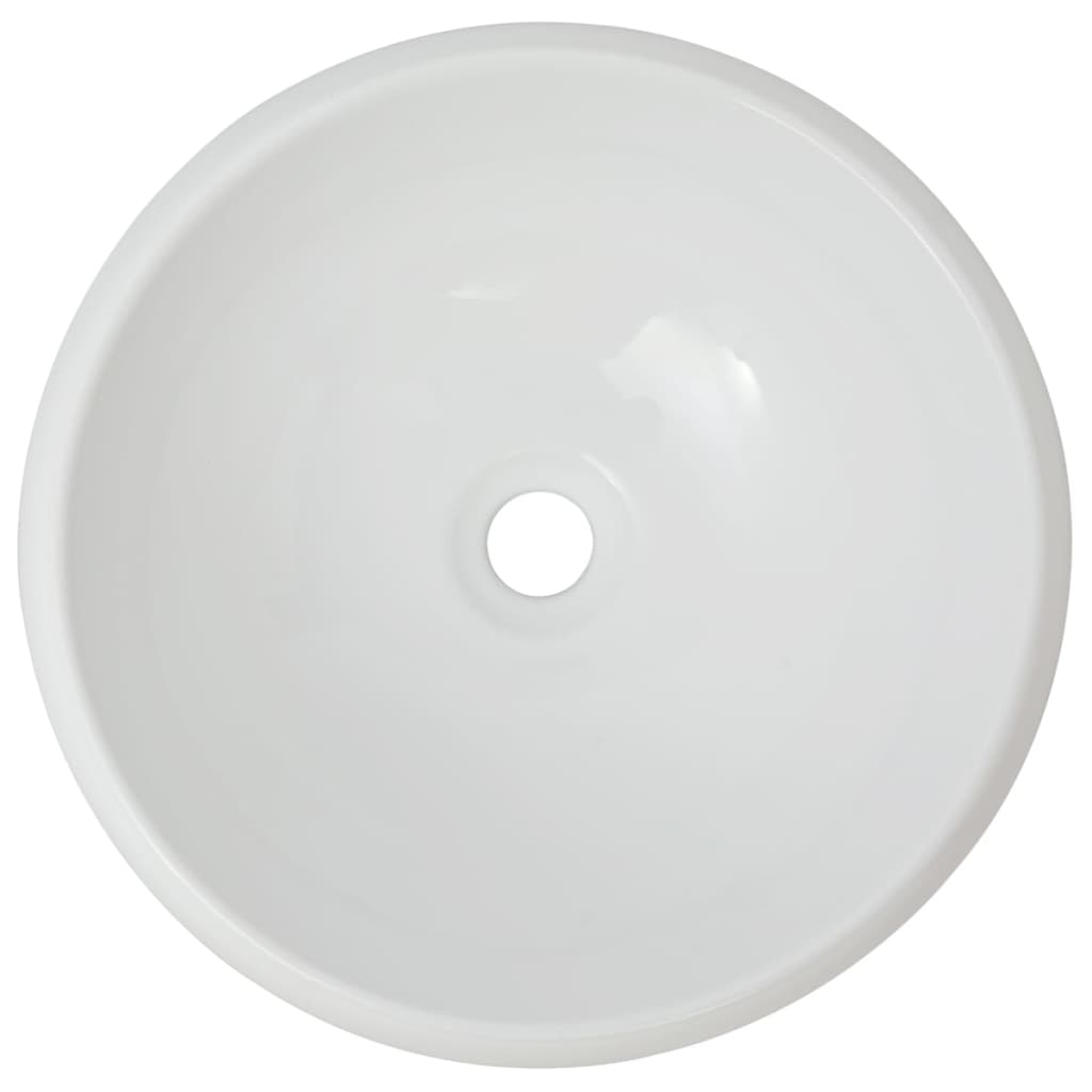 Lavello Bagno con Miscelatore in Ceramica Rotondo Bianco 275495