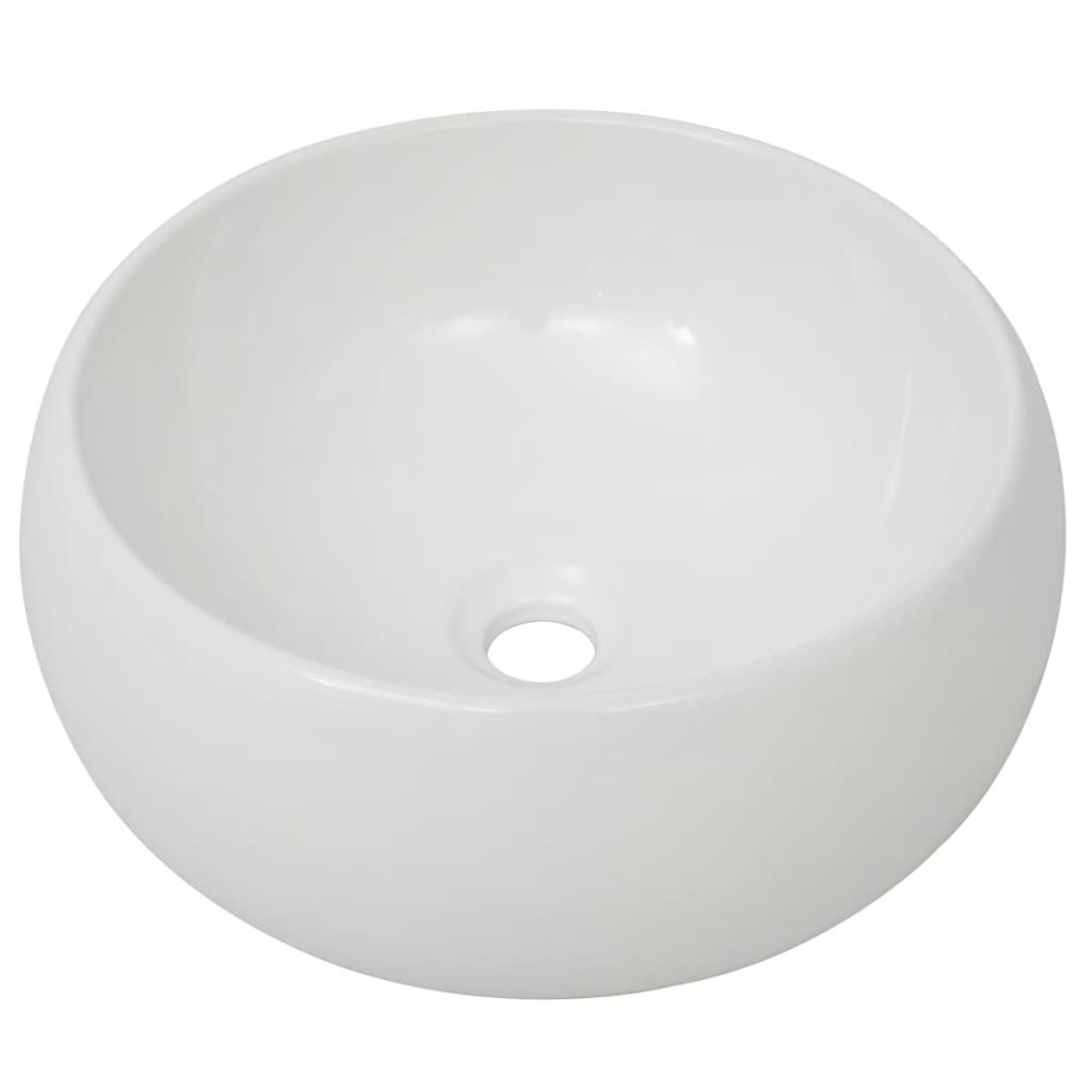 Lavello Bagno con Miscelatore in Ceramica Rotondo Bianco 275495
