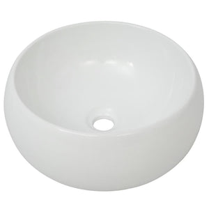 Lavello Bagno con Miscelatore in Ceramica Rotondo Bianco 275495