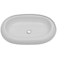 Lavello Bagno con Miscelatore in Ceramica Ovale Bianco 275496