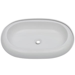 Lavandino da bagno 63 x 42 cm con miscelatore ovale in ceramica bianco 02_0002842