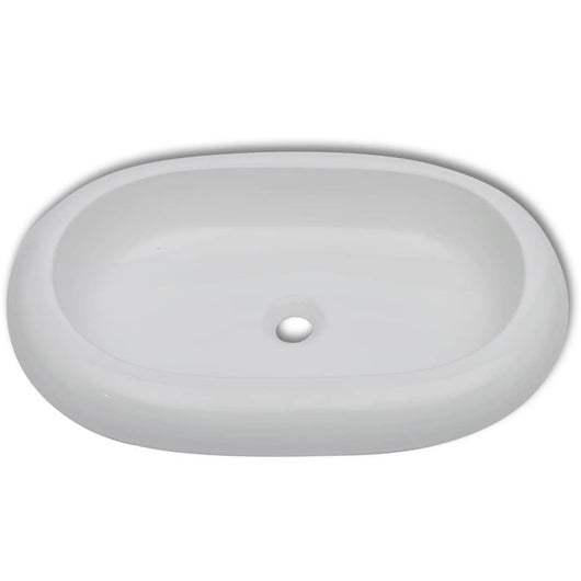 Lavandino da bagno 63 x 42 cm con miscelatore ovale in ceramica bianco 02_0002842
