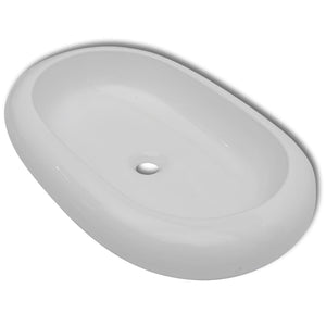 Lavandino da bagno 63 x 42 cm con miscelatore ovale in ceramica bianco 02_0002842