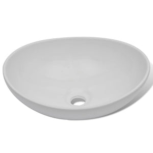 Lavandino da bagno con miscelatore ovale in ceramica bianco 02_0002843